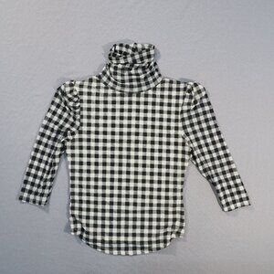 Free People Black and White Checkered Blouse